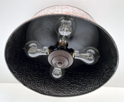 Ornate Copper Flush Mount Ceiling Light with Decorative Pattern