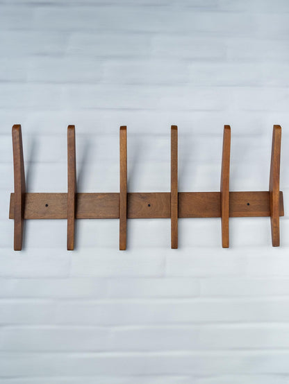 Large Wooden Wall Hanger, Mid-Century Modern Coat Rack,  5-Hook Wooden Hanger, Wall Organizer, Modern Entryway Decor, Handcrafted