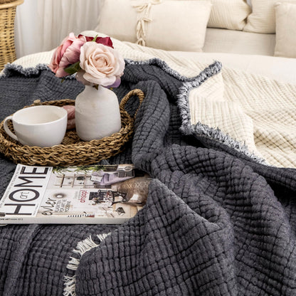 Organic Turkish Cotton Muslin Comforter: King Size Boho Quilt