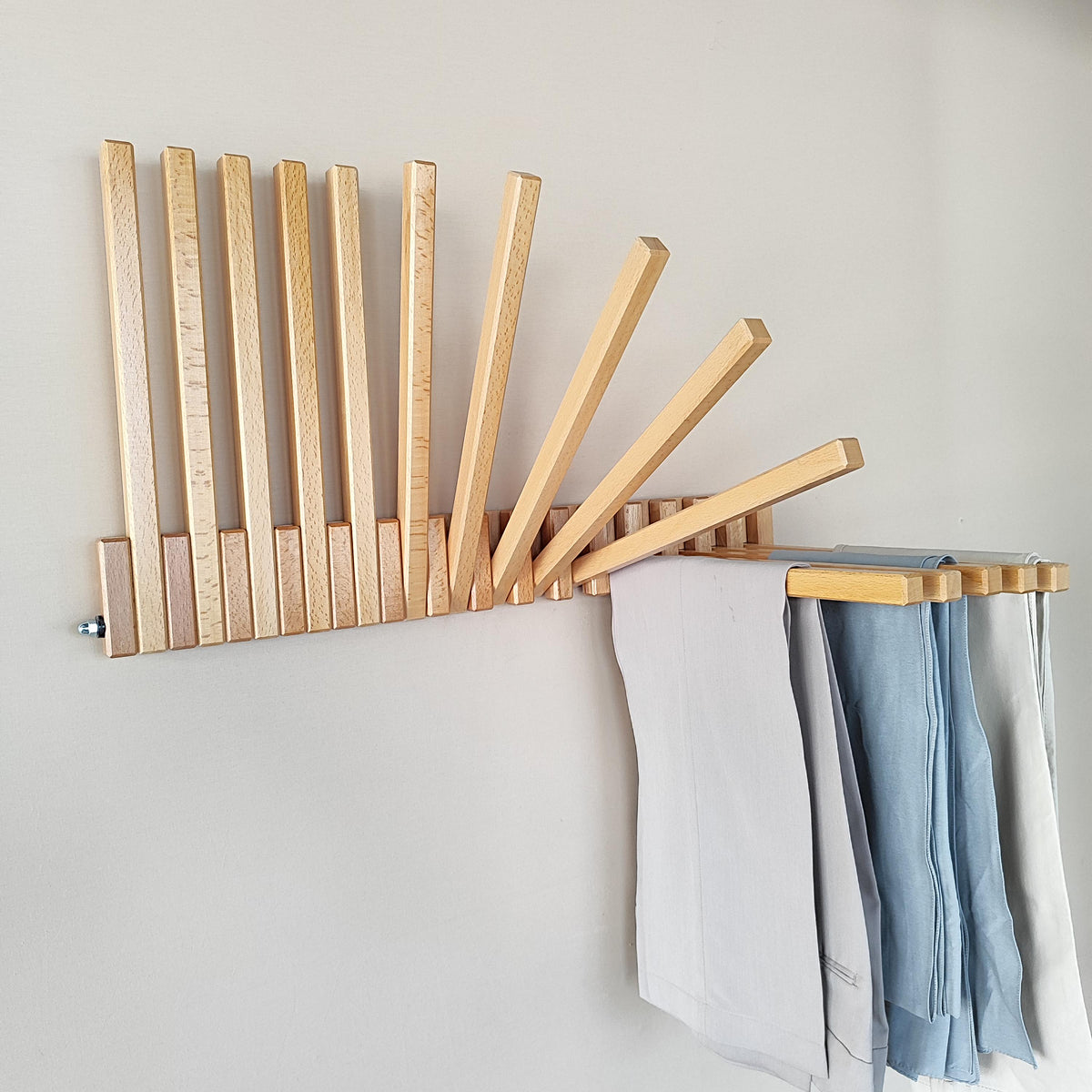 Beech Wood Wall Mounted Drying Rack: Foldable Space Saver