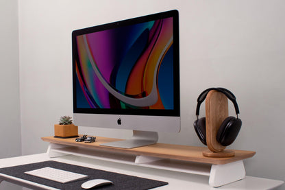 Maple Wood Monitor Stand: Desk Organizer Shelf
