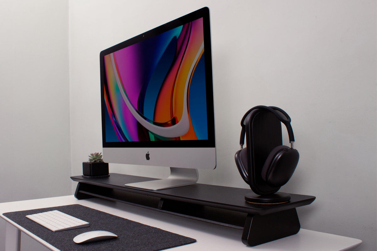 Maple Wood Monitor Stand: Desk Organizer Shelf