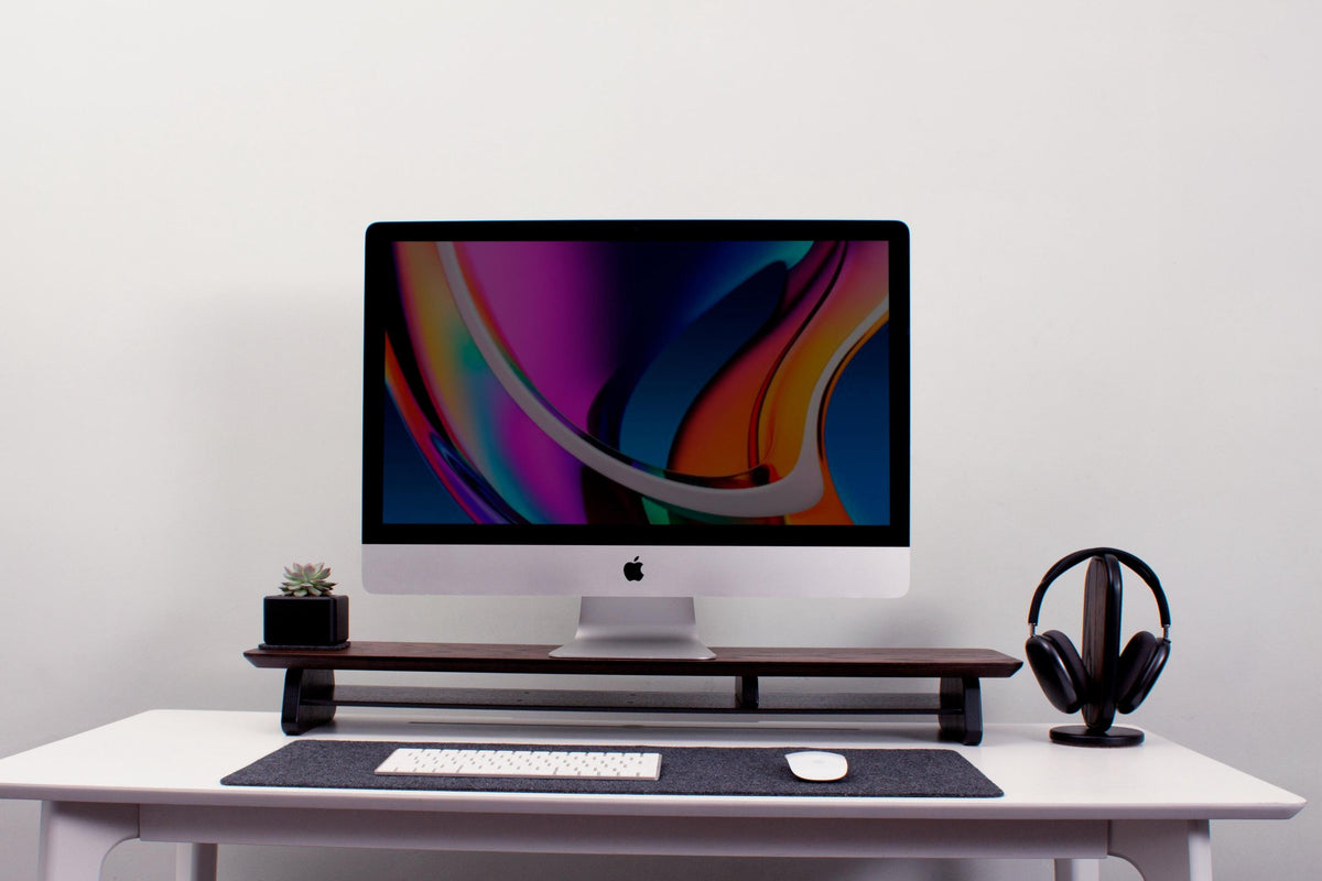 Maple Wood Monitor Stand: Desk Organizer Shelf