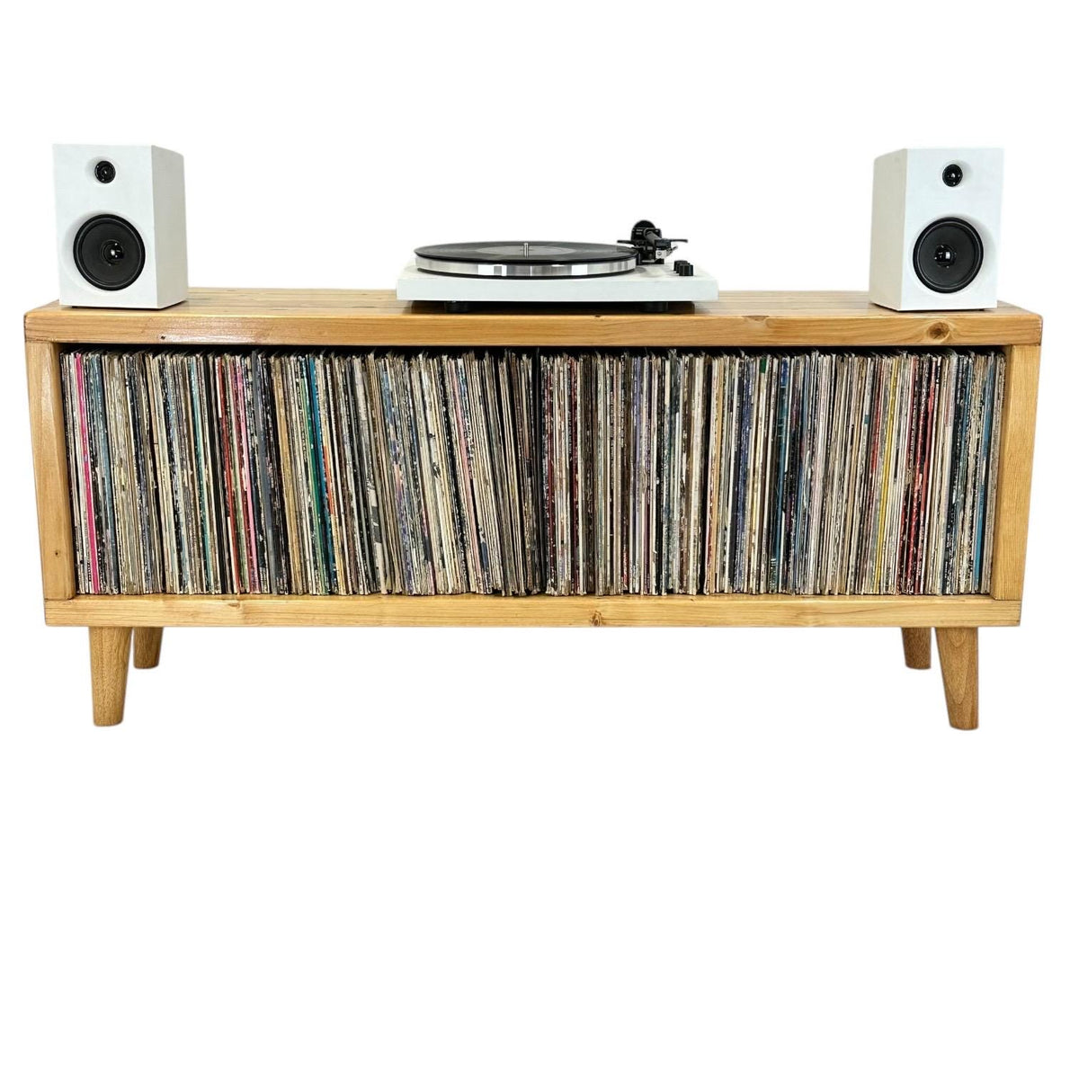 Mid Century Modern Record Cabinet: Handmade Vinyl Record Storage - Custom