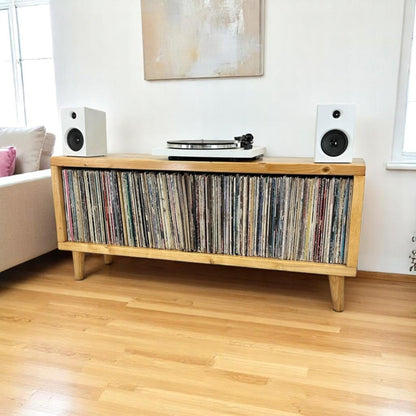 Mid Century Modern Record Cabinet: Handmade Vinyl Record Storage - Custom