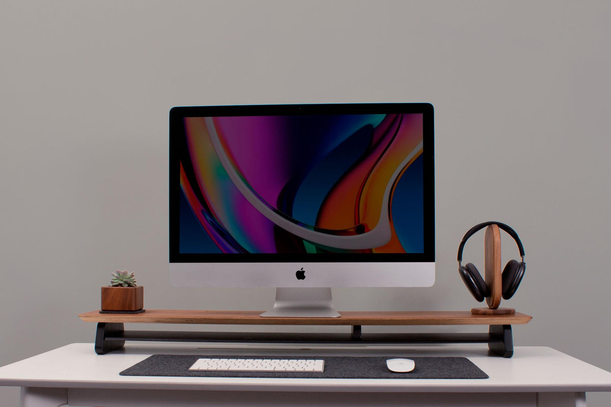 Maple Wood Monitor Stand: Desk Organizer Shelf