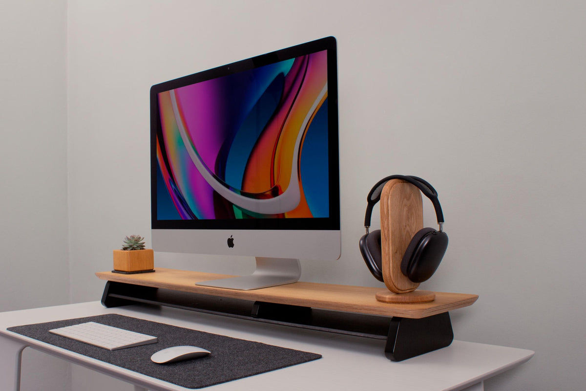 Maple Wood Monitor Stand: Desk Organizer Shelf