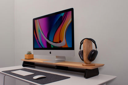 Maple Wood Monitor Stand: Desk Organizer Shelf