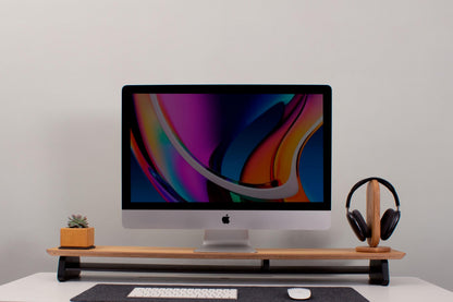 Maple Wood Monitor Stand: Desk Organizer Shelf