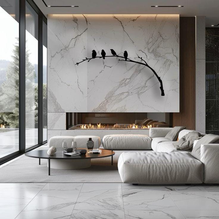 Birds on Branch Metal Wall Art: Wall Decor Nature Lover