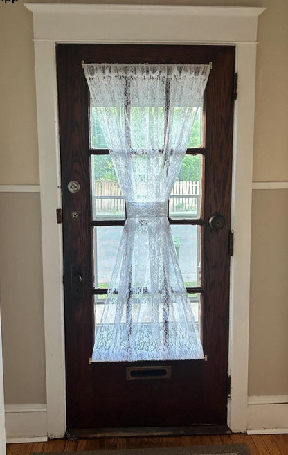 Floral Lace French Door Curtain Panel, Custom Sheer Window Curtain