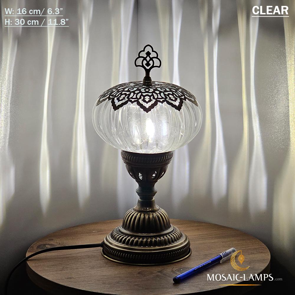 Blown Glass Globe Table Lamp: Turkish Bronze Base, Bedroom Lighting