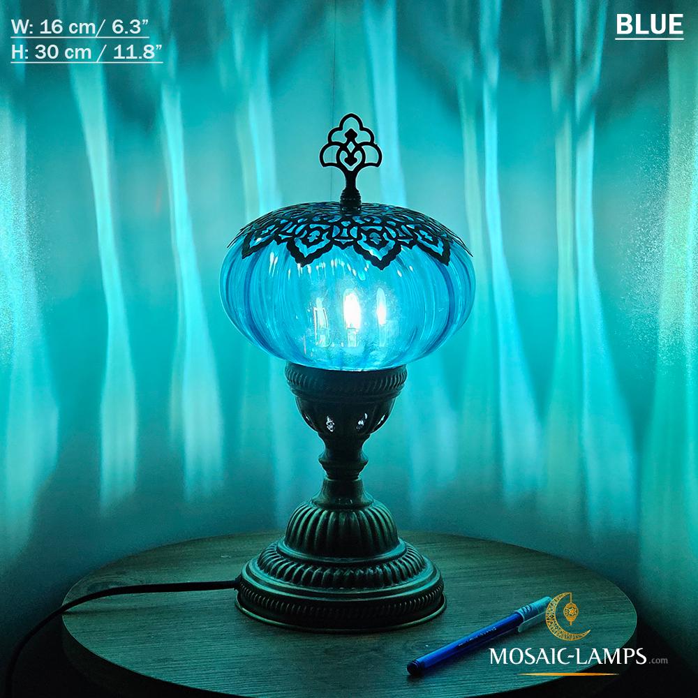Blown Glass Globe Table Lamp: Turkish Bronze Base, Bedroom Lighting