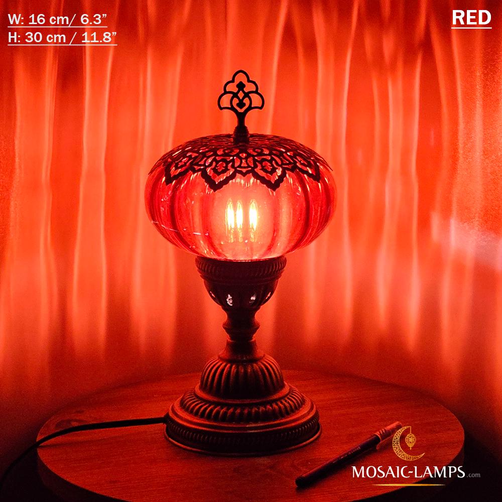 Blown Glass Globe Table Lamp: Turkish Bronze Base, Bedroom Lighting