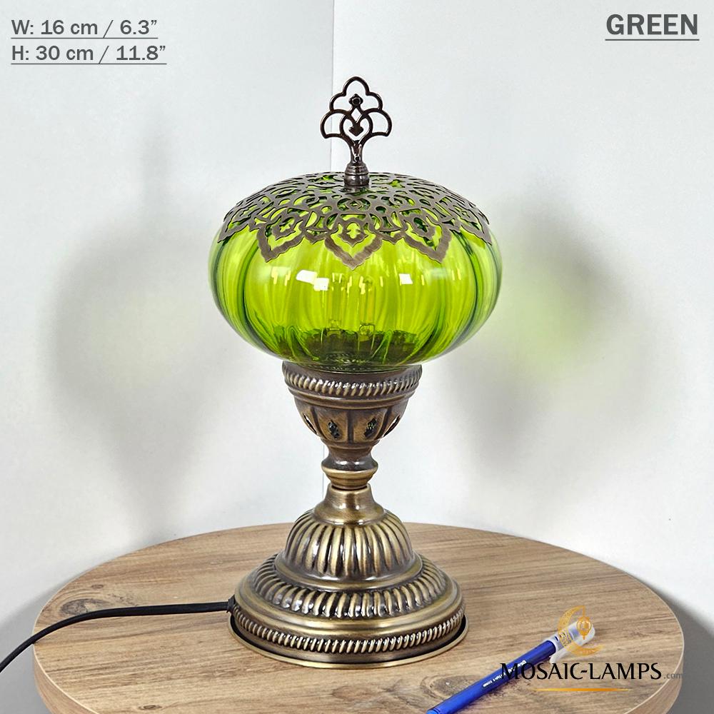 Blown Glass Globe Table Lamp: Turkish Bronze Base, Bedroom Lighting