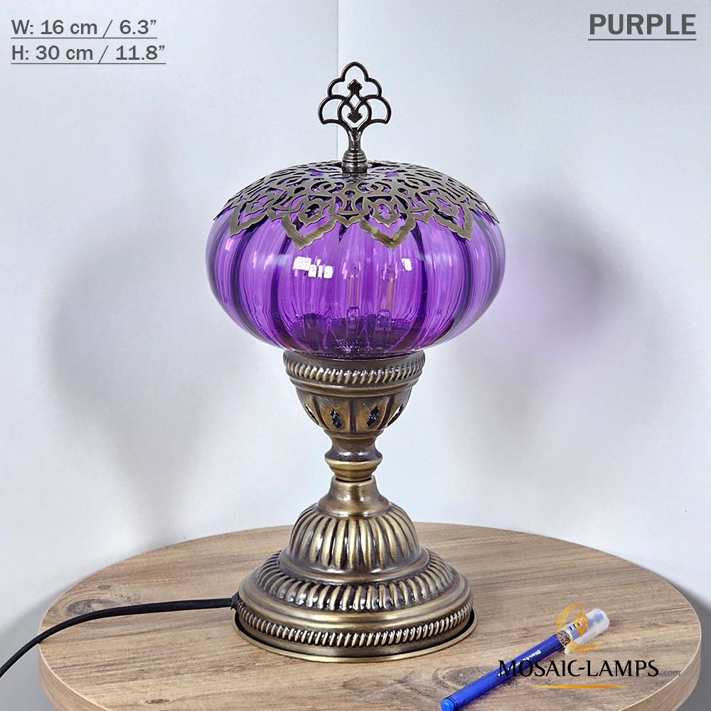 Blown Glass Globe Table Lamp: Turkish Bronze Base, Bedroom Lighting