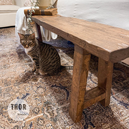 Customizable Rustic Bench w/ A-Frame Legs, Handmade