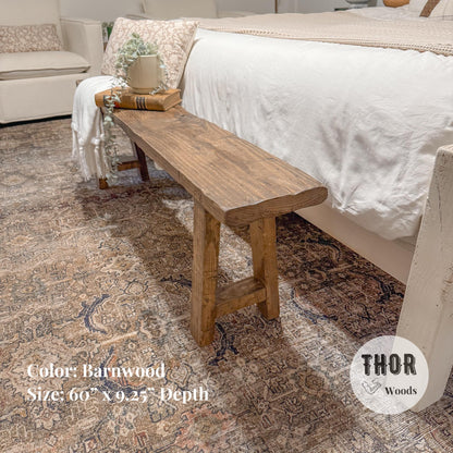 Customizable Rustic Bench w/ A-Frame Legs, Handmade