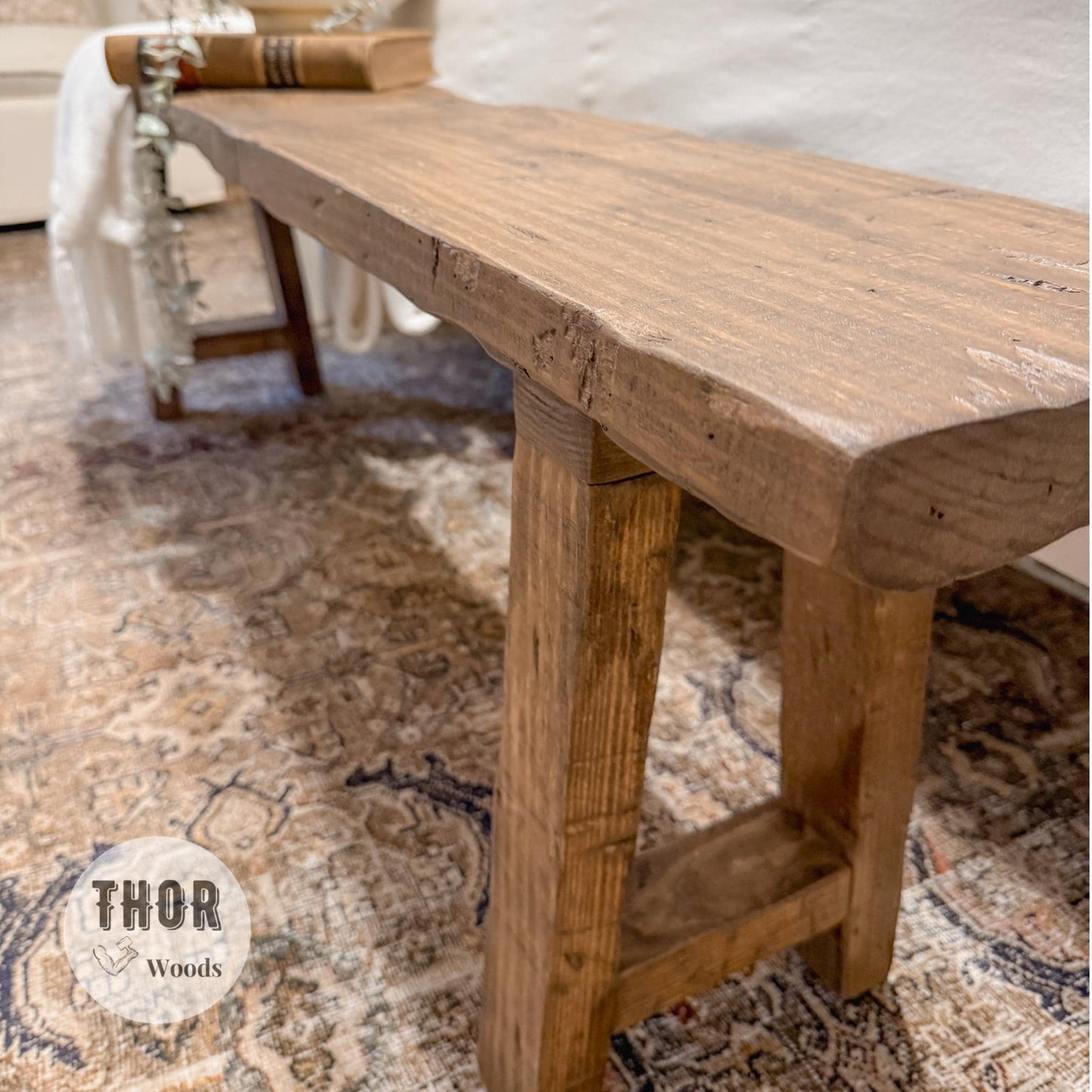 Customizable Rustic Bench w/ A-Frame Legs, Handmade
