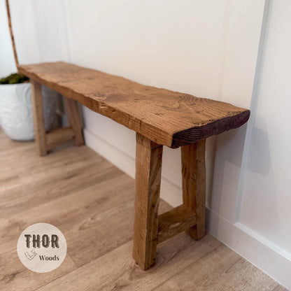 Customizable Rustic Bench w/ A-Frame Legs, Handmade