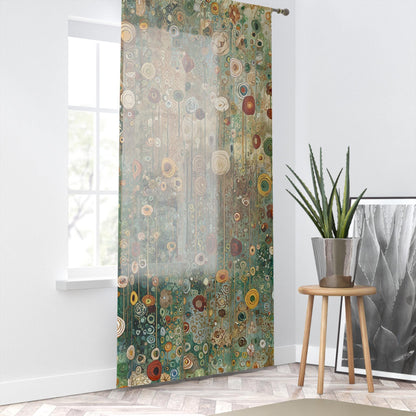 Woodland Floral Sheer Curtain Panel with 4" Rod Pocket, 50" x 84"
