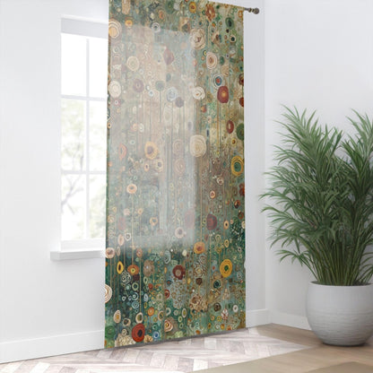 Woodland Floral Sheer Curtain Panel with 4" Rod Pocket, 50" x 84"