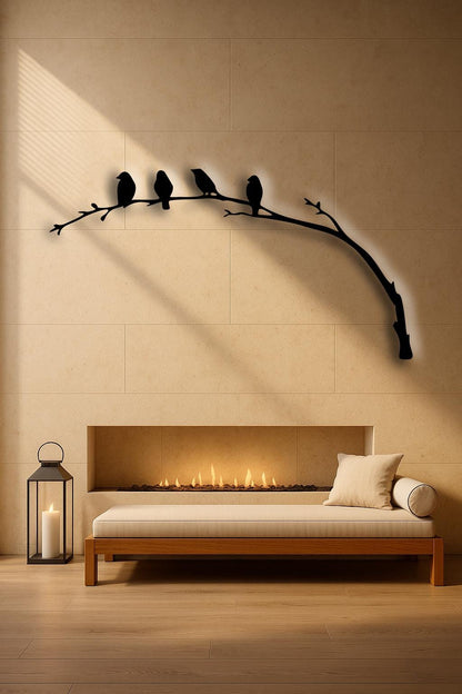 Birds on Branch Metal Wall Art: Wall Decor Nature Lover
