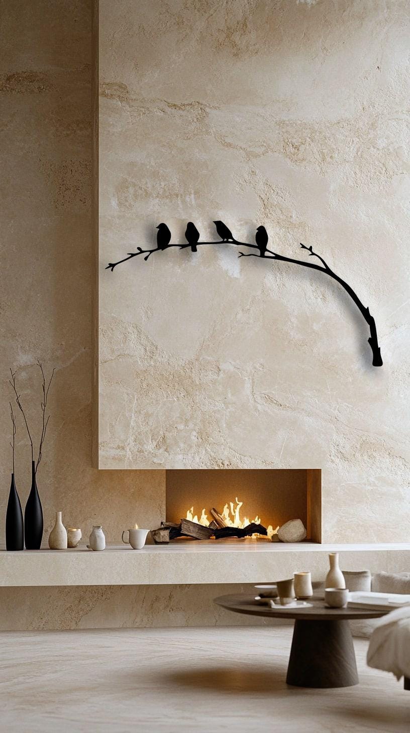 Birds on Branch Metal Wall Art: Wall Decor Nature Lover