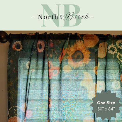 Woodland Floral Sheer Curtain Panel with 4" Rod Pocket, 50" x 84"