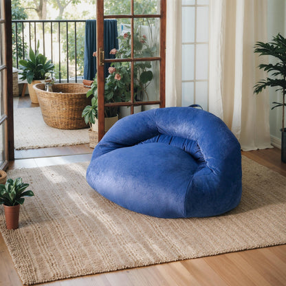 Blue Single Bean Bag Chair | Classic country style, experience the rustic comfort of cloud velvet