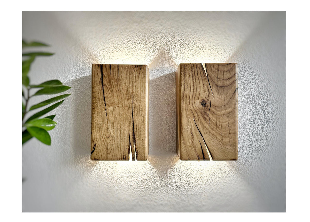 Reclaimed Wood Wall Sconce with GU10 LED, Hardwired or Plug-In