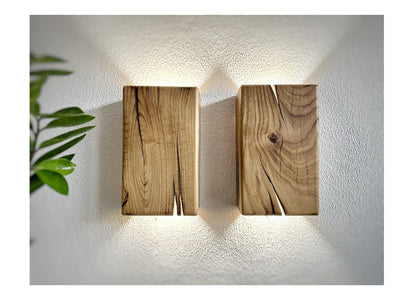 Reclaimed Wood Wall Sconce with GU10 LED, Hardwired or Plug-In