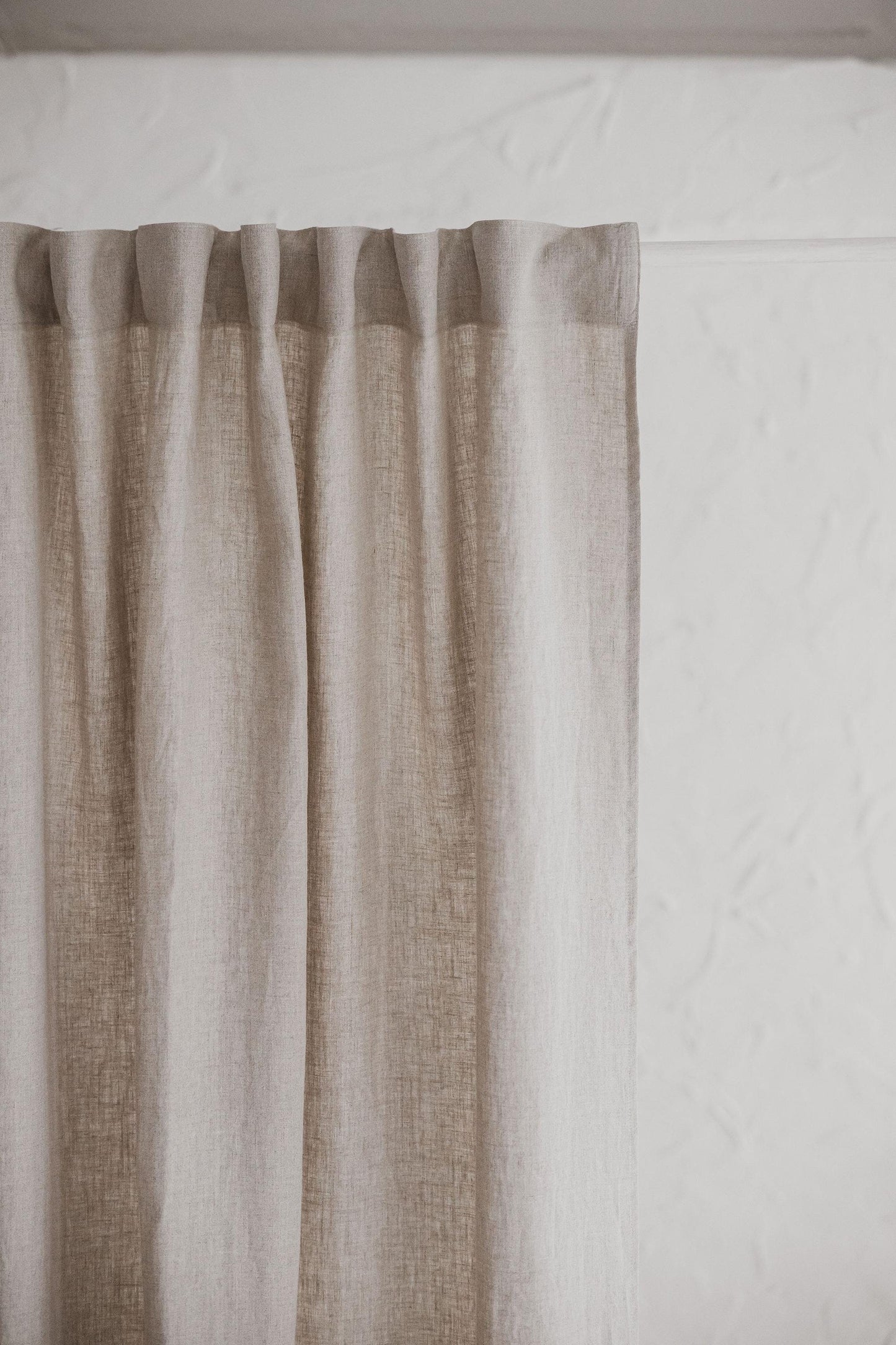 Natural Linen Curtain with Multifunctional Heading Tape – Custom Size Window Panel, Handmade Linen Drapes for Bedroom & Living Room.