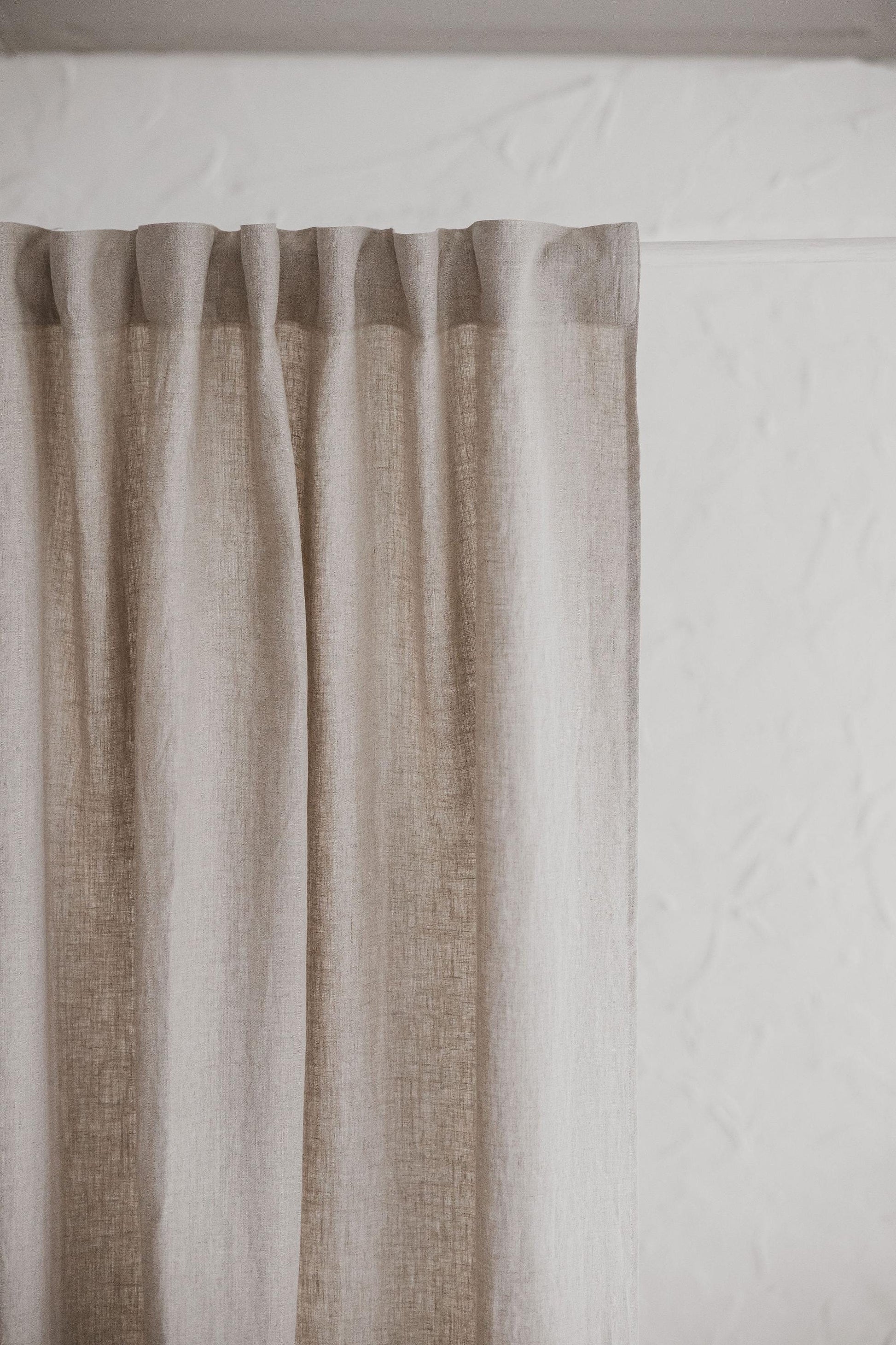 Natural Linen Curtain with Multifunctional Heading Tape – Custom Size Window Panel, Handmade Linen Drapes for Bedroom & Living Room.