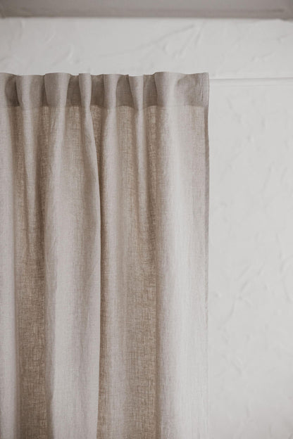 Natural Linen Curtain with Multifunctional Heading Tape – Custom Size Window Panel, Handmade Linen Drapes for Bedroom & Living Room.