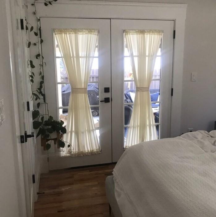 Custom 100% Linen French Door Curtain Panel with Rod Pockets