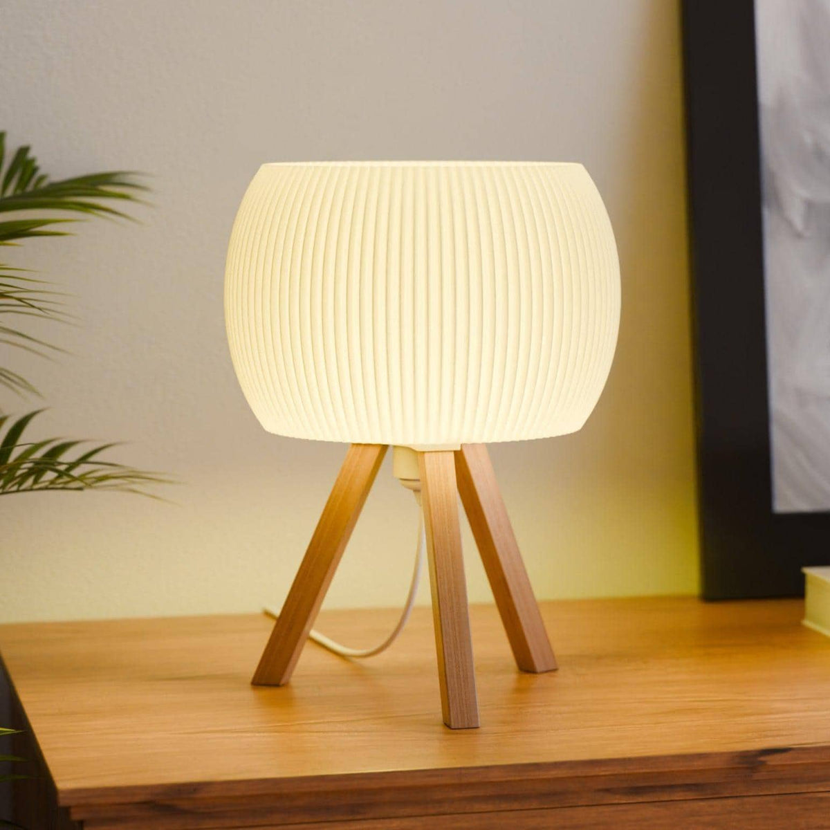 Wood Table Lamp “ORB” – Handmade Modern Lamp, Small Bedside Light, Cozy Home Decor, Minimalist Desk Lighting, Unique Gift for Home