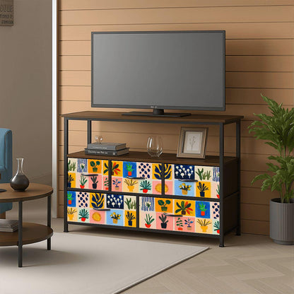 Matisse 5 chest of drawers TV stand dresser, industrial console, tv media console cabinet, living room cabinet, gouache pink storage cabinet