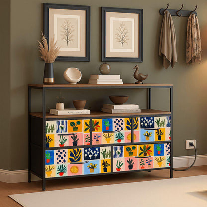 Matisse 5 chest of drawers TV stand dresser, industrial console, tv media console cabinet, living room cabinet, gouache pink storage cabinet