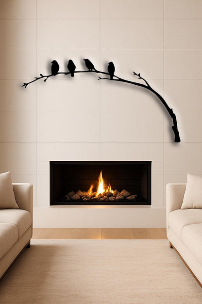 Birds on Branch Metal Wall Art: Wall Decor Nature Lover