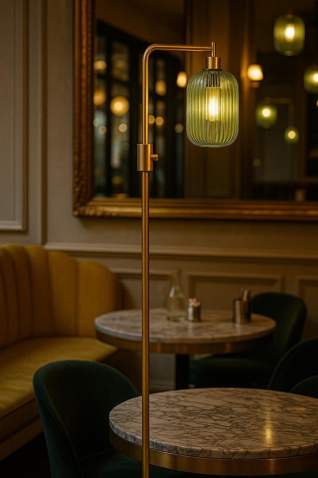 Mid Century Green Glass Floor Lamp | Modern Dimmable Standing Lamp - customizable light