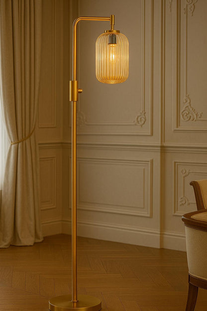 Mid Century Green Glass Floor Lamp | Modern Dimmable Standing Lamp - customizable light