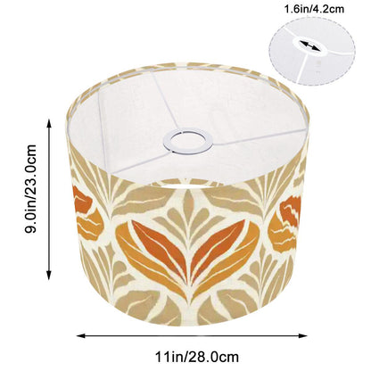 Mid century modern floor lamp wood floor lamp floral beige minimalist lamp for living room orange flower pattern retro design tripod lamp