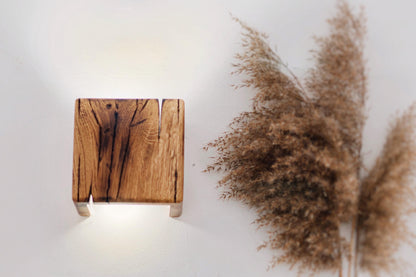Reclaimed Wood Wall Sconce with GU10 LED, Hardwired or Plug-In