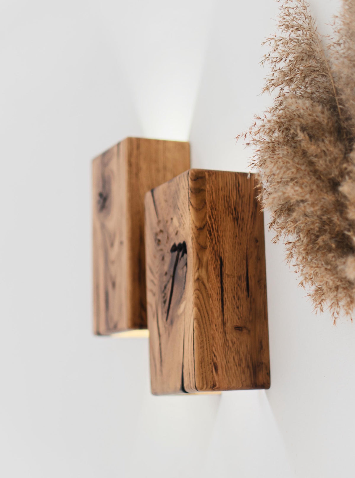 Reclaimed Wood Wall Sconce with GU10 LED, Hardwired or Plug-In