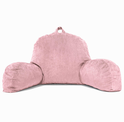Cream Sherpa Bed Reading Pillow | Memory Foam Backrest with Arms