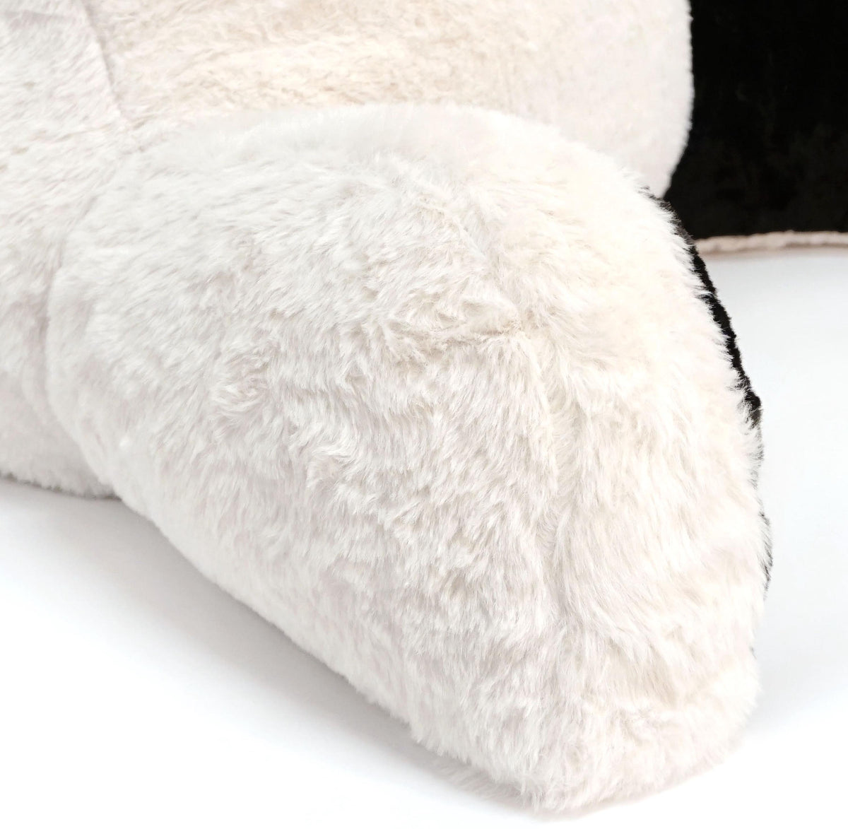 Cream Sherpa Bed Reading Pillow | Memory Foam Backrest with Arms