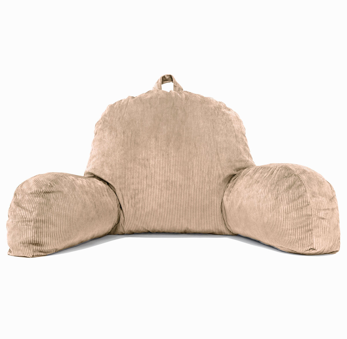 Cream Sherpa Bed Reading Pillow | Memory Foam Backrest with Arms