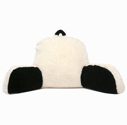 Cream Sherpa Bed Reading Pillow | Memory Foam Backrest with Arms