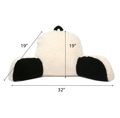 Cream Sherpa Bed Reading Pillow | Memory Foam Backrest with Arms